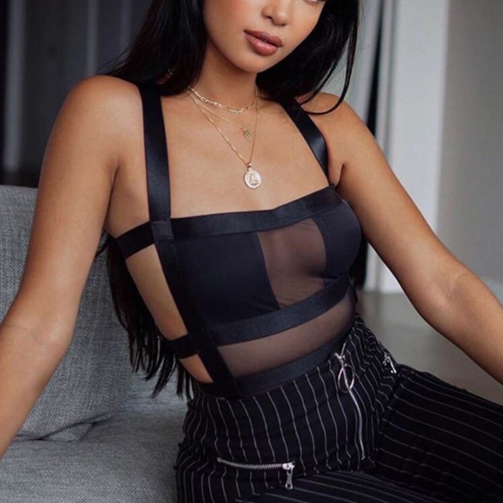 Lyla Mesh Design Bodysuit